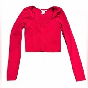 Happily Grey Red Long-Sleeve Scoop Neck Crop Top